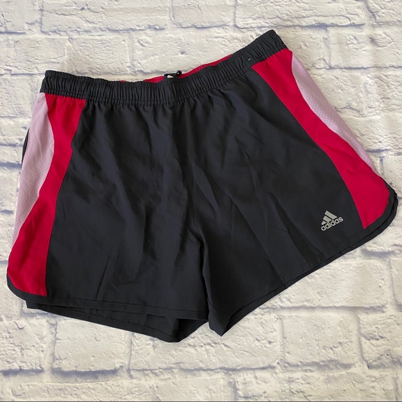 adidas Pants - Adidas Grey & Pink Athletic Lined Running Shorts M